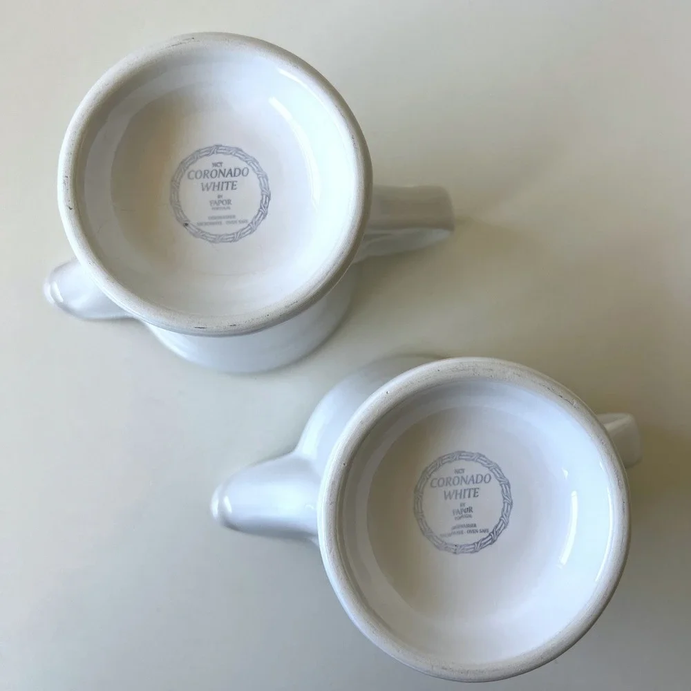 Fapor Coronado White Creamer Set of 2 Restaurant Ware Ironstone Pitchers